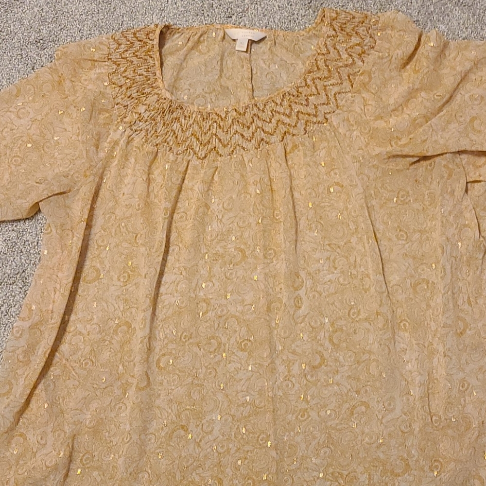 Gold half sleeve sheer top